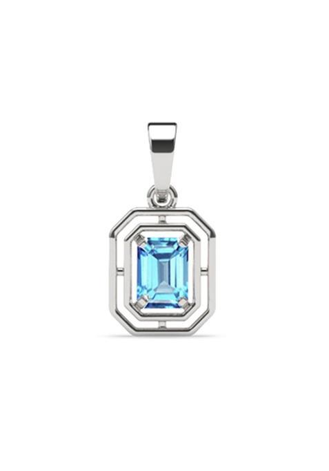 Clara 925 Silver Blue Solitaire Men Pendant Necklace Gift for Men and Boys
