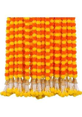 Krati Exports 5 Pc 5 Feet Long Marigold Garland for Decoration Long Strands Artificial Marigold Flowers