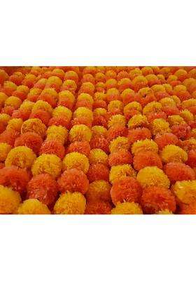 Decoration Craft Artificial Orange and Dark Orange Marigold Flower Garlands 5 Feet Long for Parties Pack of 5