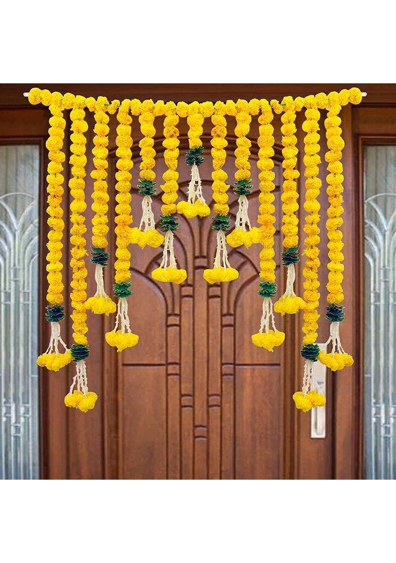 Shreya Fashion Artificial Marigold Flowers Garlands Hanging Door Toran Doorway for Diwali - Indya
