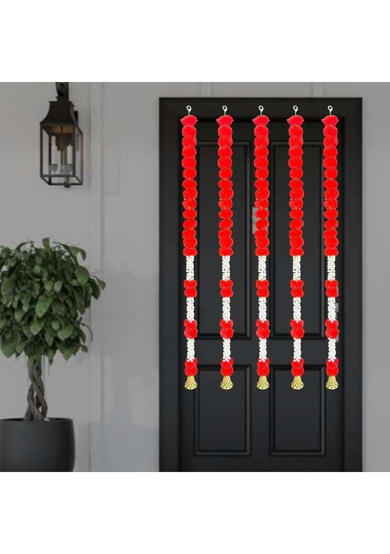 Ihandikart Premium Marigold Floral Door Garland 55 Inch Pack of 10 - Indya