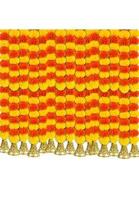 Dryphon Marigold Garlands Decoration with Bell Artificial Flowers for Decorations Hanging Garlands Pack of 20