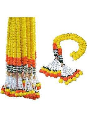 Plantazee Artificial Marigold Flowers for Decoration Pooja Flower Garlands for Door Decoration Toran Pack of 10