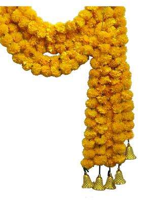 3A Featuretail 5Ft Height Natural Looking Artificial Marigold Fluffy Flowers Garlands with Plastic Golden Bell