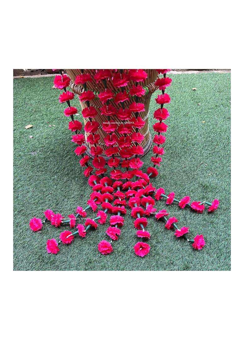 Sphinx Re Usable Traditional Artificial Marigold Flowers Fabric Garlands for Festive Pooja Wedding - Indya