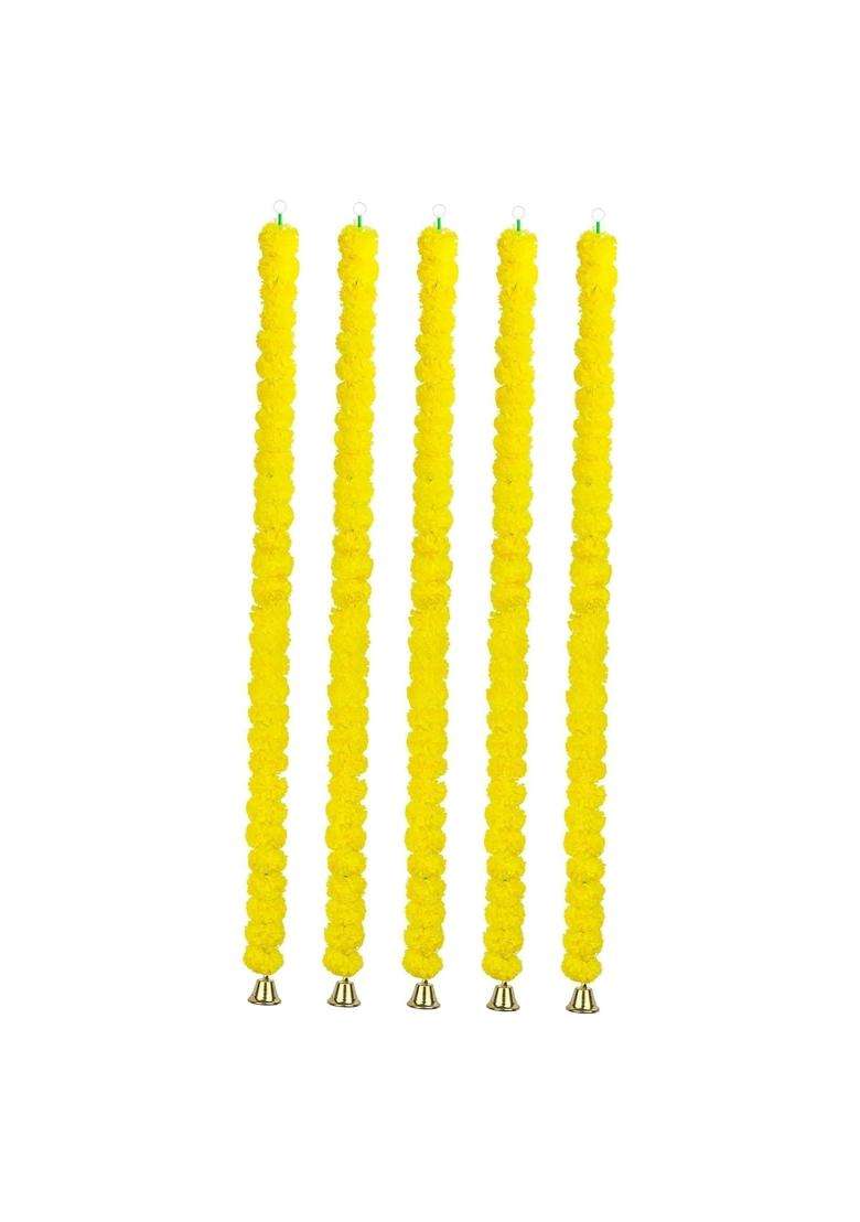 Club Bollywood the Style Sutra5Pcs Marigold Garland with Bell 115CM 45 Point 28Inch for Garden Cabinet - Indya