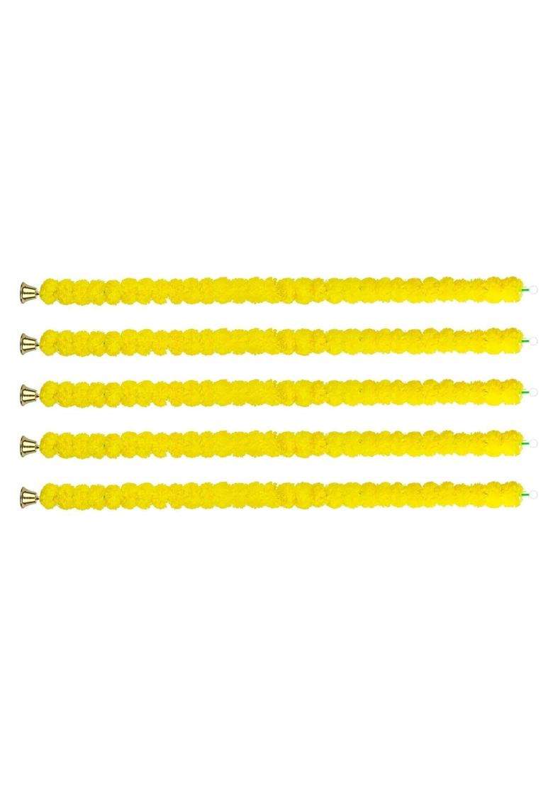 Club Bollywood BNF 5Pcs Marigold Garland with Bell 115CM 45 Point 28Inch for Garden Cabinet Fireplace - Indya