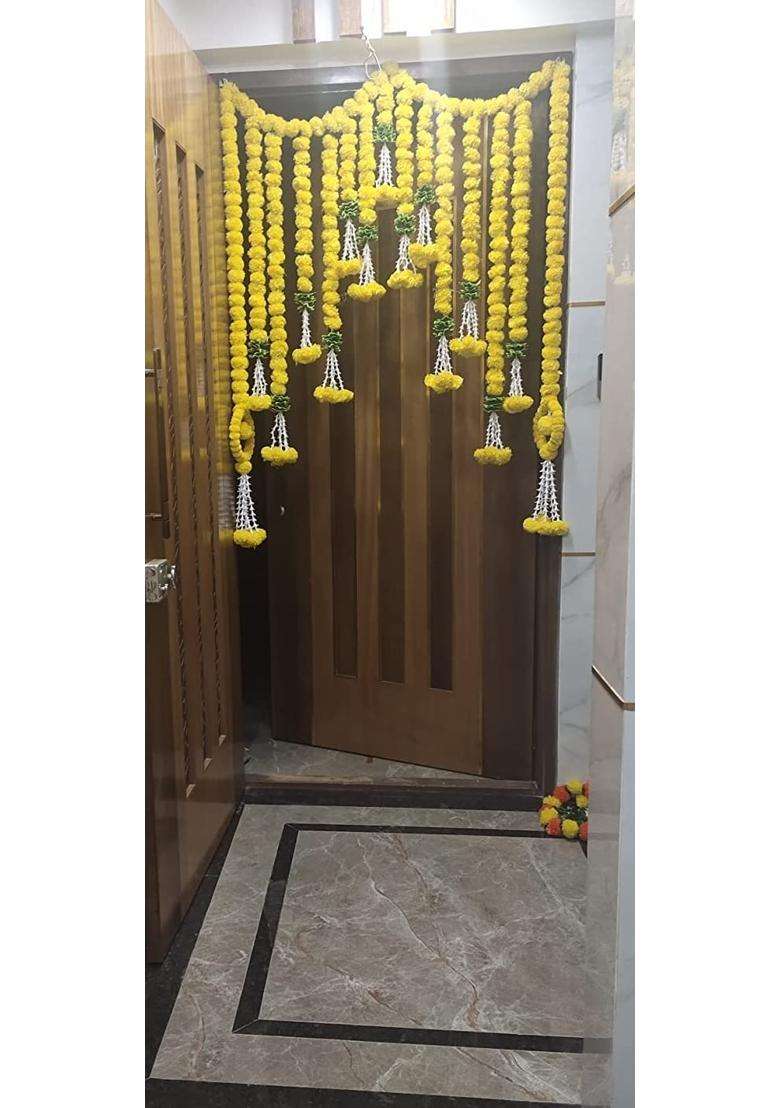 Shreya Fashion Artificial Marigold Flowers Garlands Hanging Door Toran Doorway for Diwali - Indya