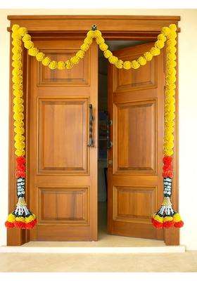 Tia Crafts Handmade Decorative Marigold Jasmine Bell Artificial Fluffy Garland for Home Door