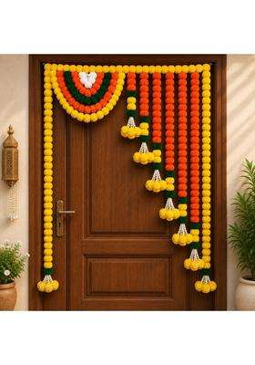 Rajasthan Kraft Marigold Door Toran 65x40 Inch Artificial Flower Bandanwar for Main Door Entrance