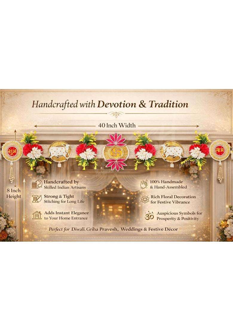 Divyakosh Multicolour Artificial Flower Toran for Door Decoration 40 Inch - Indya