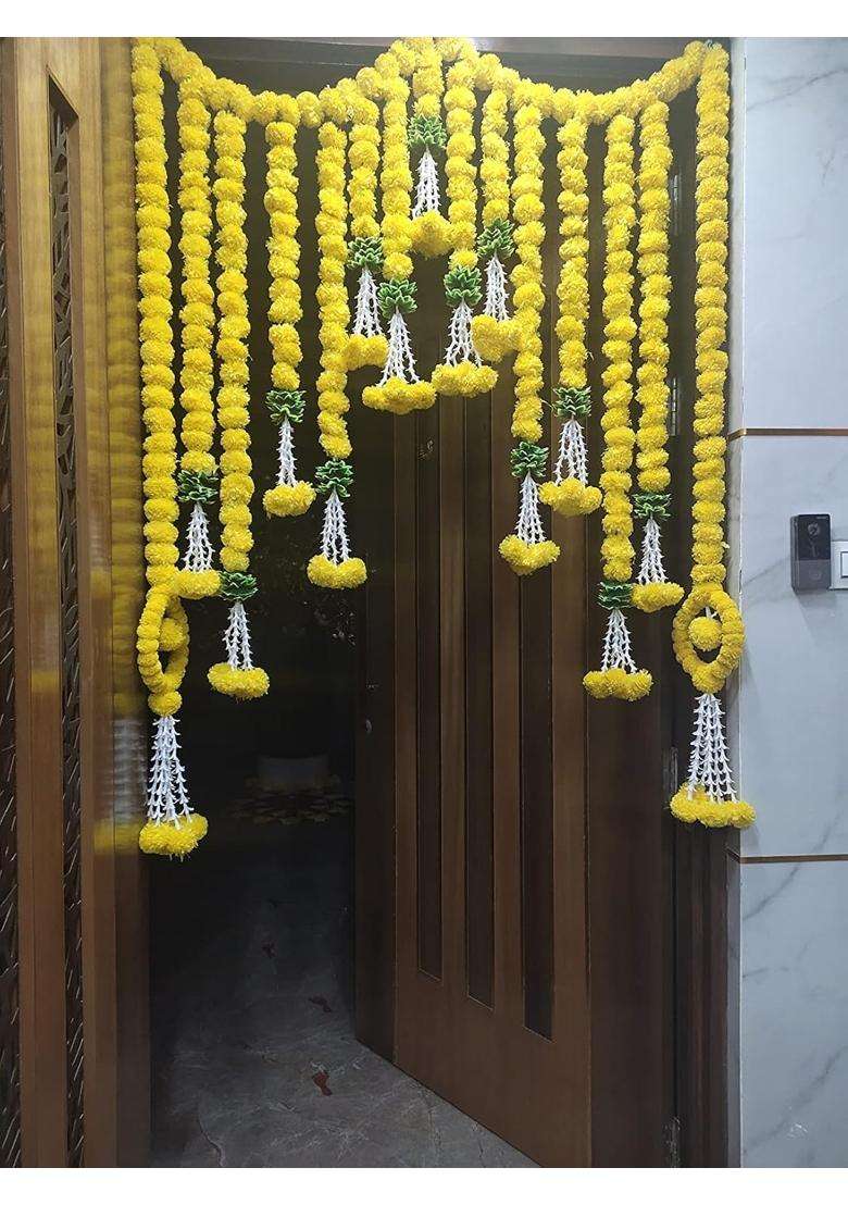 Shreya Fashion Artificial Marigold Flowers Garlands Hanging Door Toran Doorway for Diwali - Indya