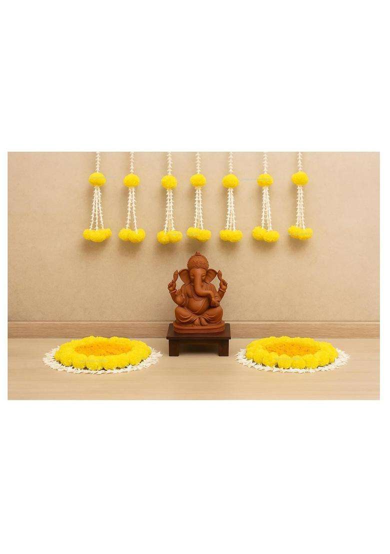 Sphinx Artificial Rajnigandha Strings with Fluffy Marigold Tassels - Indya