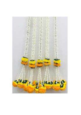 Sphinx Artificial Marigold Jasmine Lily Green Leaves Tassles Garlands Wall Hangings for Mandir Housewarming