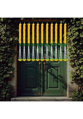 Ihandikart Artificial Marigold and Tuberose Garland 45 Inch Decorative Door Toran for Festivals Pack of 20
