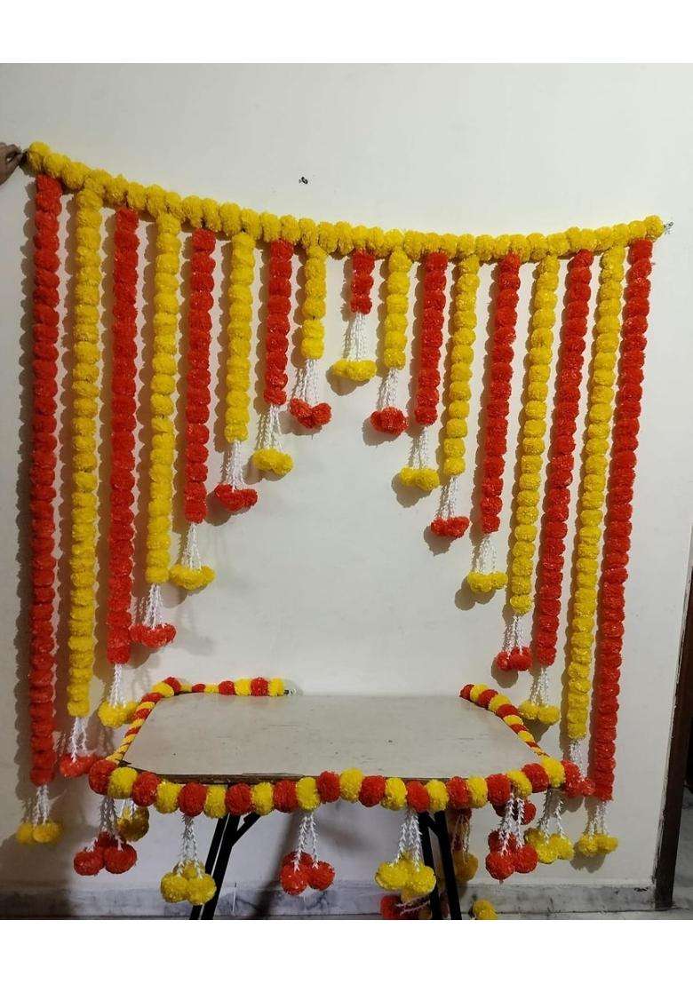 Shreya Fashion Artificial Marigold Flowers Garlands Hanging Door Toran Doorway for Diwali - Indya