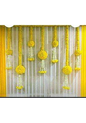 Joy Decor Ab Hand Made Wall Door Hanging Artificial Marigold Plastic Flowers Garlands Bandhanwar Torans