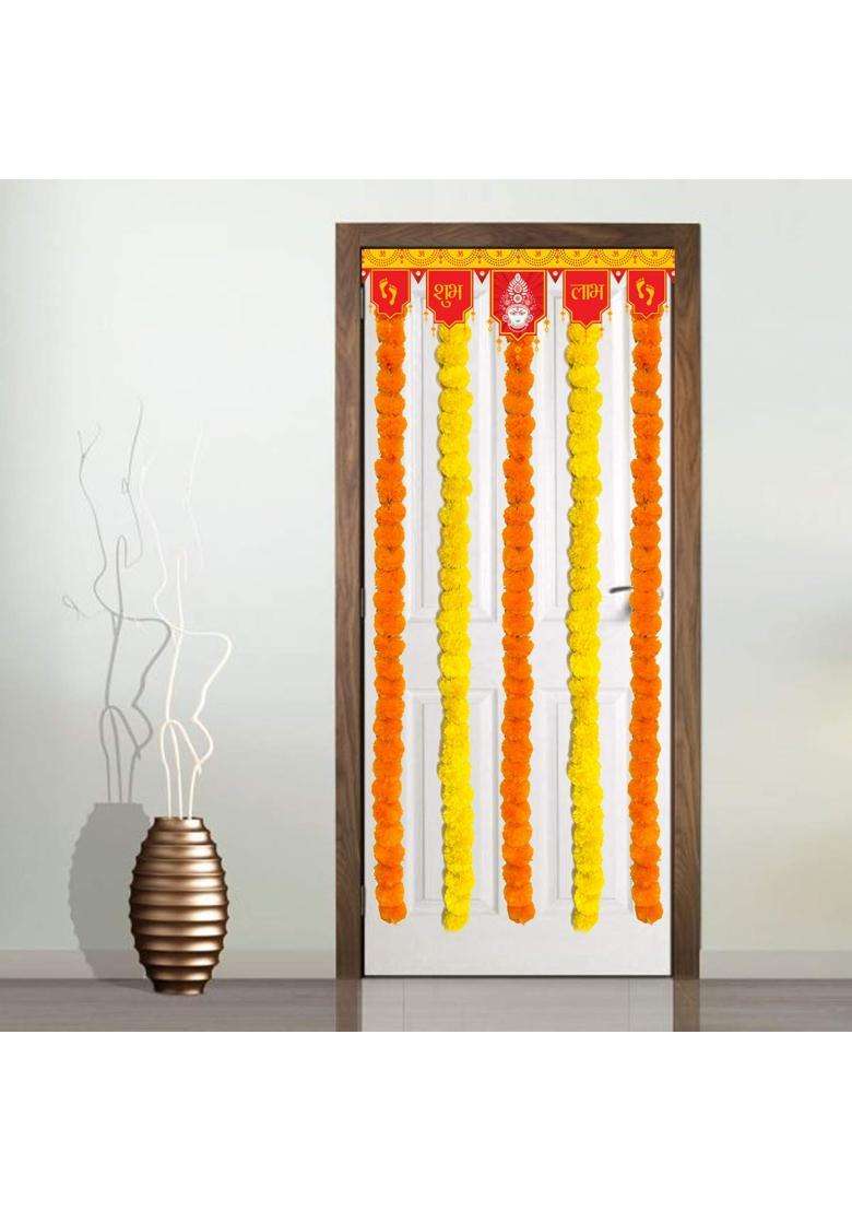 Ihandikart Artificial Marigold Flower Garland for Decoration Pack of 20 - Indya
