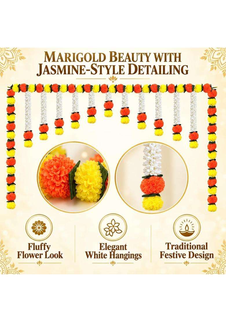Tia Crafts Artificial Marigold Jasmine Garlands Flower Door Toran Door Hangings - Indya