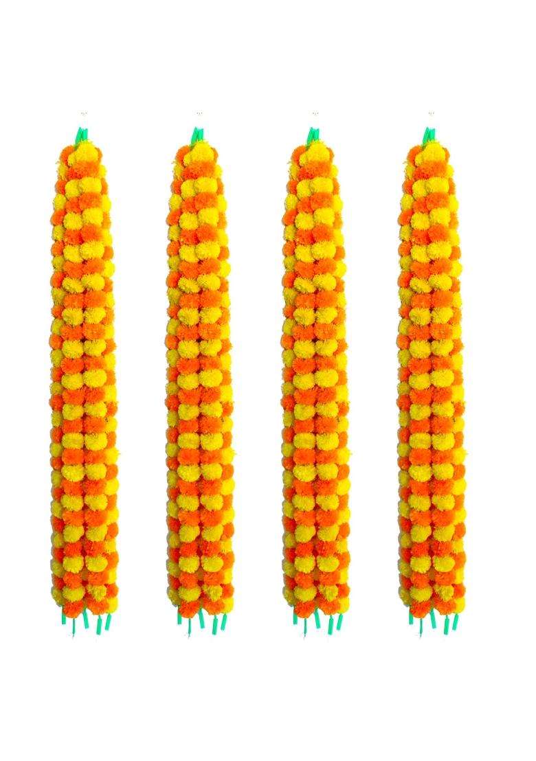 Craftox Decor Handmade Decorative Marigold Fluffy Artificial Garland Pack of 20 - Indya