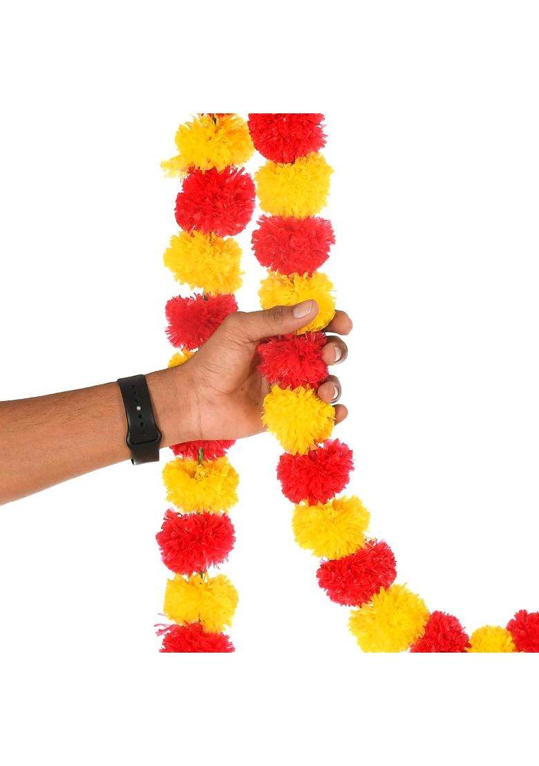 Saudeep India Artificial Fluffy Marigold Flower Genda Phool Garlands - Indya