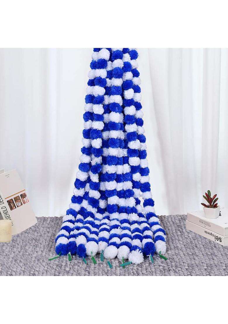 Navrangini Artificial Marigold Flowers Garlands Blue White Pack of 20 - Indya