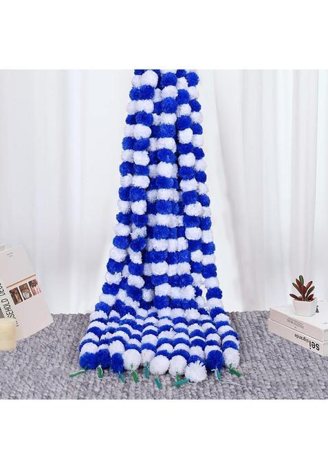 Navrangini Artificial Marigold Flowers Garlands Blue White Pack of 20