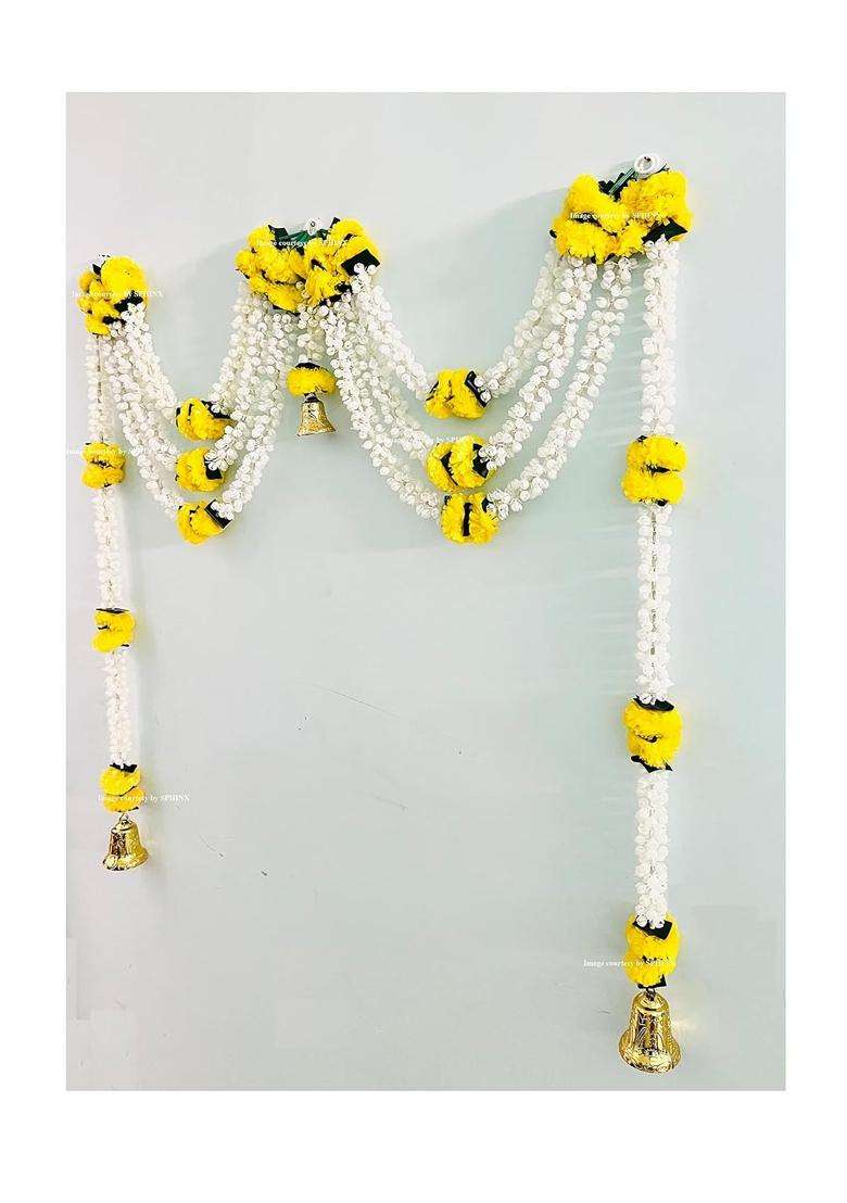 Sphinx Artificial Marigold Jasmine and Green Leaves Door Toran for Main Entrance - Indya