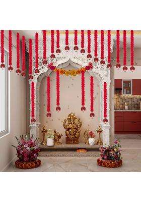 Craftasia 10 Pcs Indian Handmade Artificial Marigold Garland Flowers for Decoration Long for Door Pack of 10