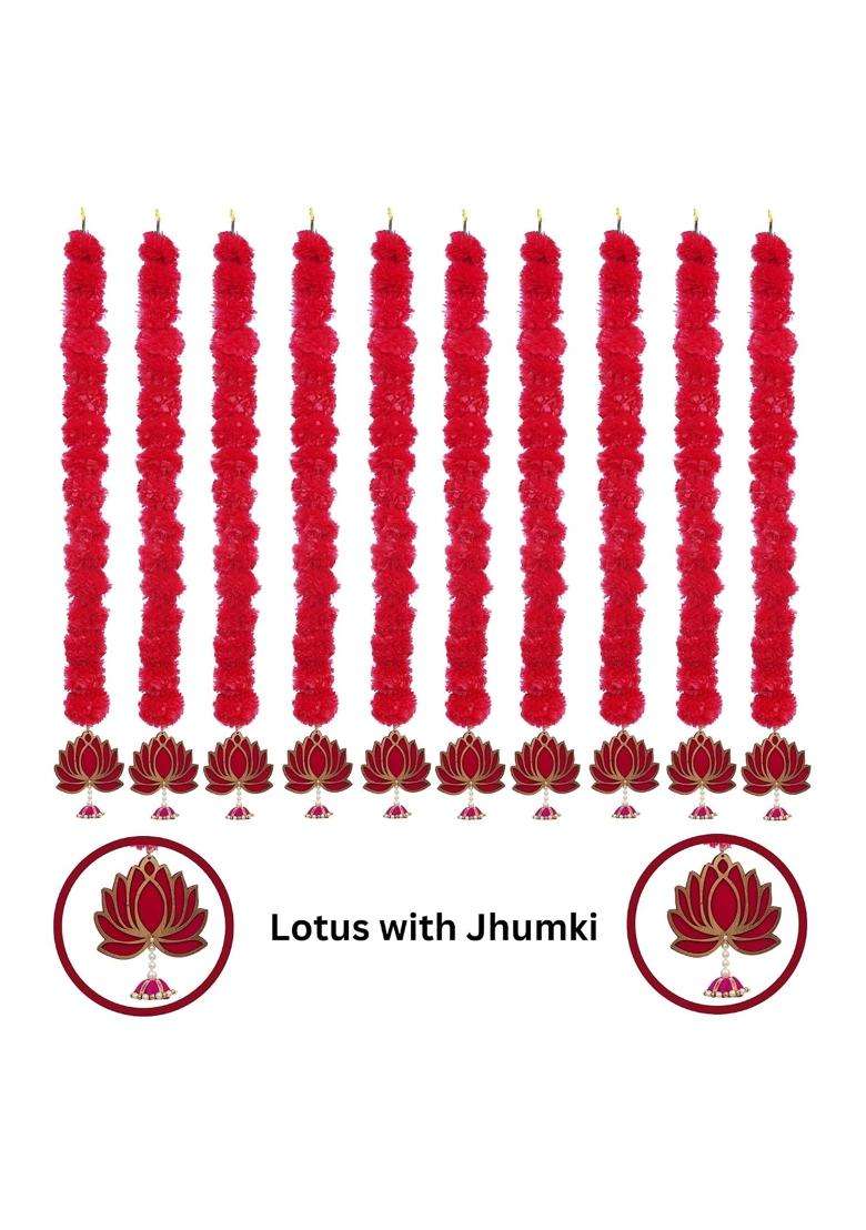 Craftasia 10 Pcs Indian Handmade Artificial Marigold Garland Flowers for Decoration Long for Door Pack of 10 - Indya