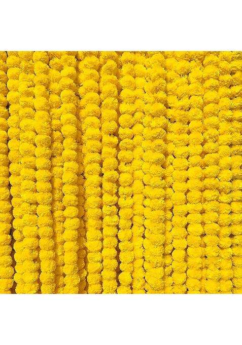 Tavasya 4 and Half Feet Green Color Artificial Marigold Garland Pcs Fluffy Marigold Flowers for Decoration