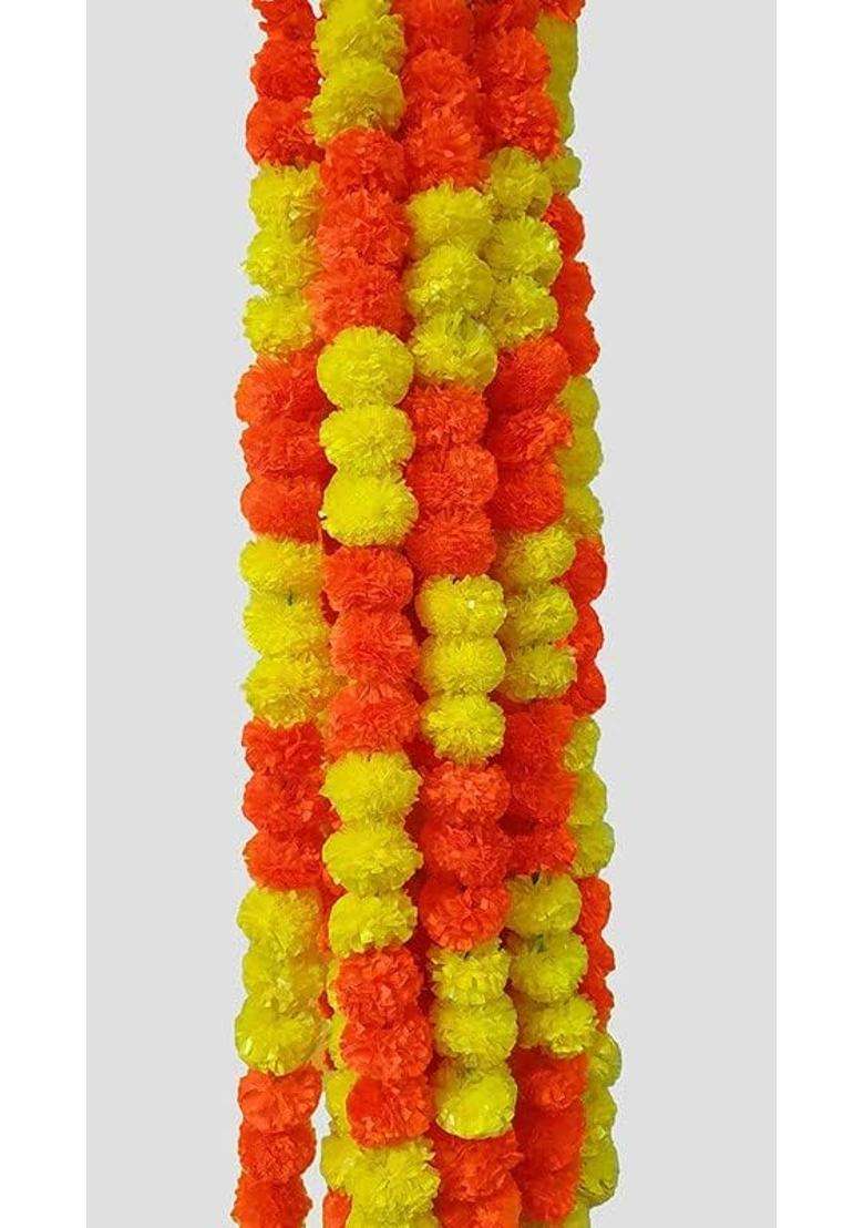 Decofold Marigold Artificial Flowers Garlands Toran Indian Genda Phool Hanging Door and Home Decoration - Indya