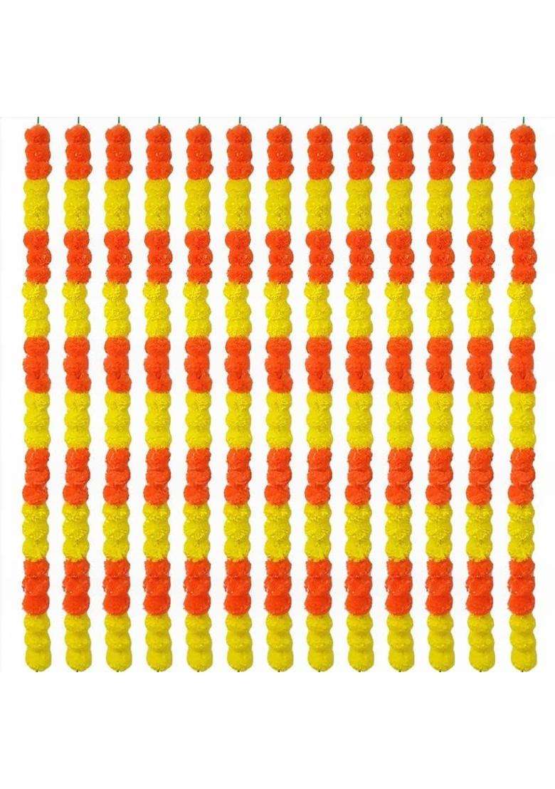 Decofold Marigold Artificial Flowers Garlands Toran Indian Genda Phool Hanging Door and Home Decoration - Indya