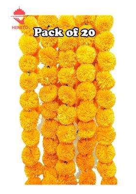 Hemito Artificial Marigold Flowers for Decoration Long Marigold Garlands for Decoration Toran Indian Set of 5