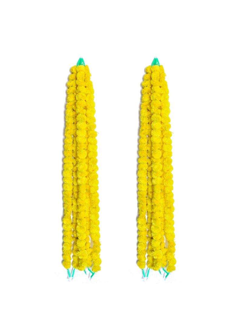 Hemito Artificial Marigold Flowers for Decoration Long Marigold Garlands for Decoration Toran Indian Set of 5 - Indya