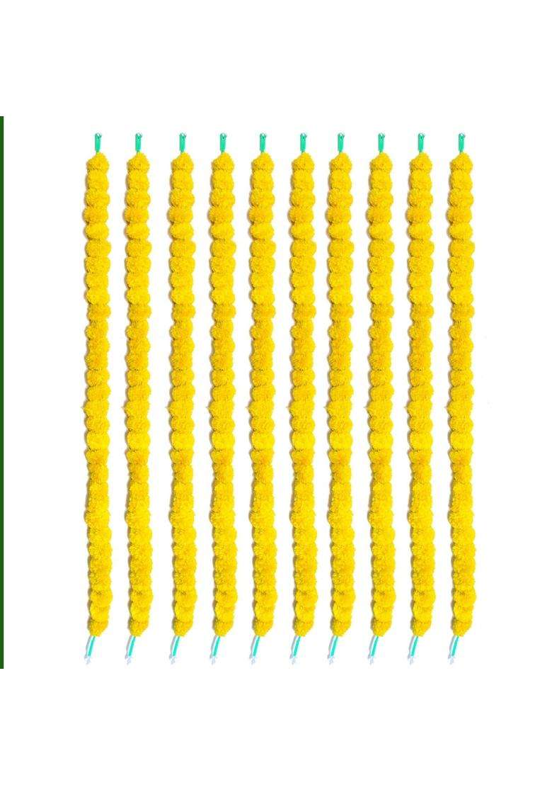 Hemito Artificial Marigold Flowers for Decoration Long Marigold Garlands for Decoration Toran Indian Set of 5 - Indya