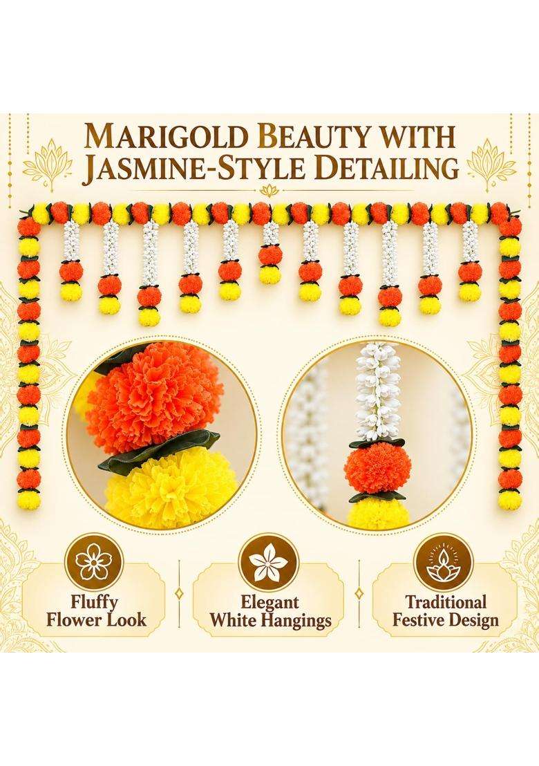 Tia Crafts Artificial Marigold Jasmine Garlands Flower Door Toran Door Hangings - Indya