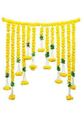 Shreya Fashion Artificial Marigold Flowers Garlands Door Toran Haldi Wedding Decor 5 Feet Toran Plastic