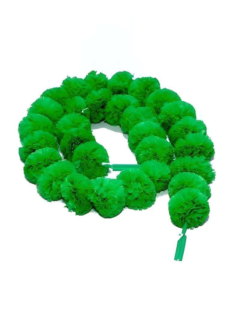 Navrangini Artificial Marigold Flowers Garlands Green Pack of 20 - Indya
