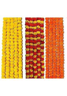 RHD Marigold Garland Mala Artificial Flower Genda Phool for Decoration Home Wedding Durga Pooja Pack of 5