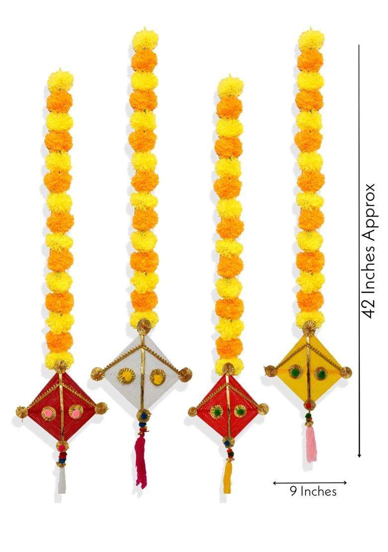 JH Gallery Marigold Kite Hanging Plastic 42 Inch Pack of 10 - Indya