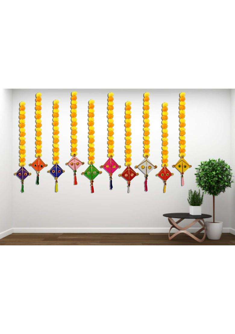 JH Gallery Marigold Kite Hanging Plastic 42 Inch Pack of 10 - Indya