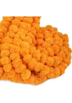 Craftvatika Marigold Fluffy Flowers Genda Phool Mala Garlands for Diwali Home Puja Decoration 10 Strings