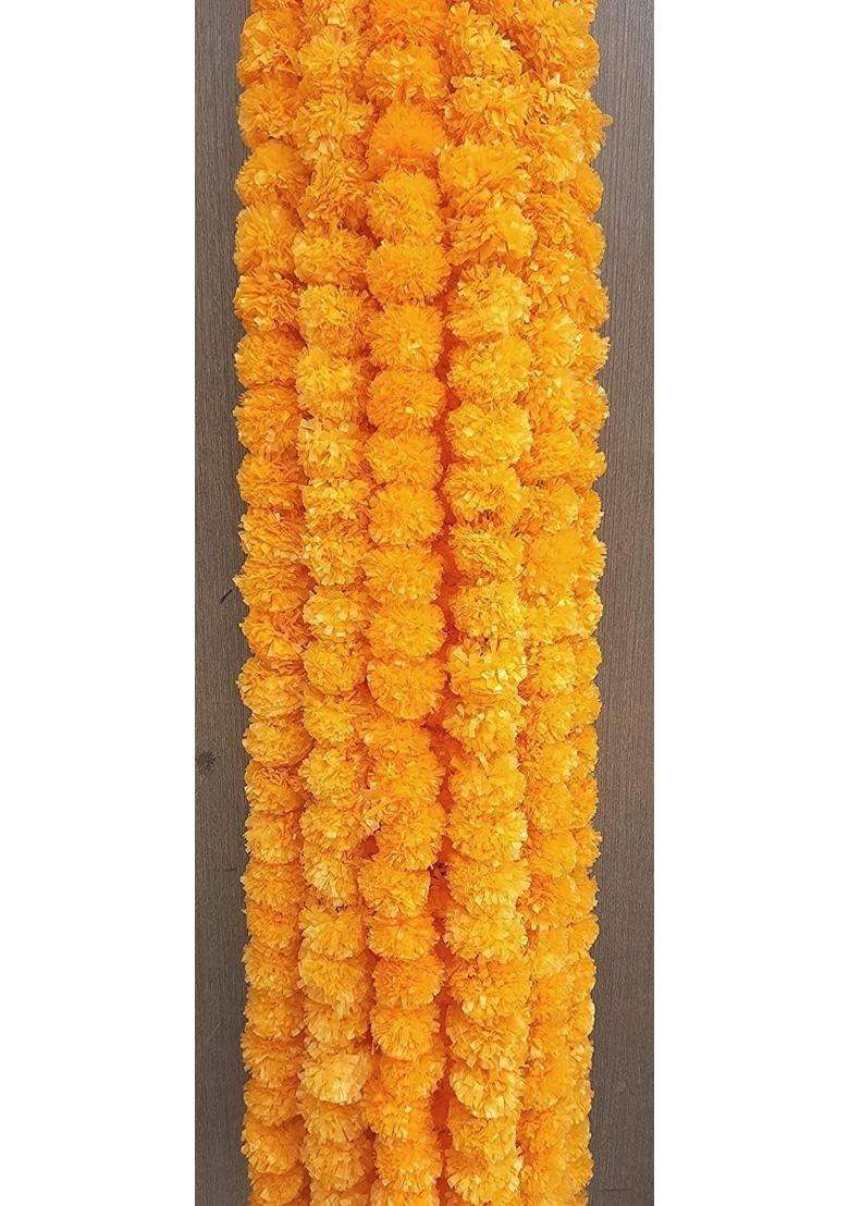 The Decor Affair Artificial Marigold Garland Genda Phool Mala for Decoration 4 Point 5Ft Each Pack of 10 - Indya