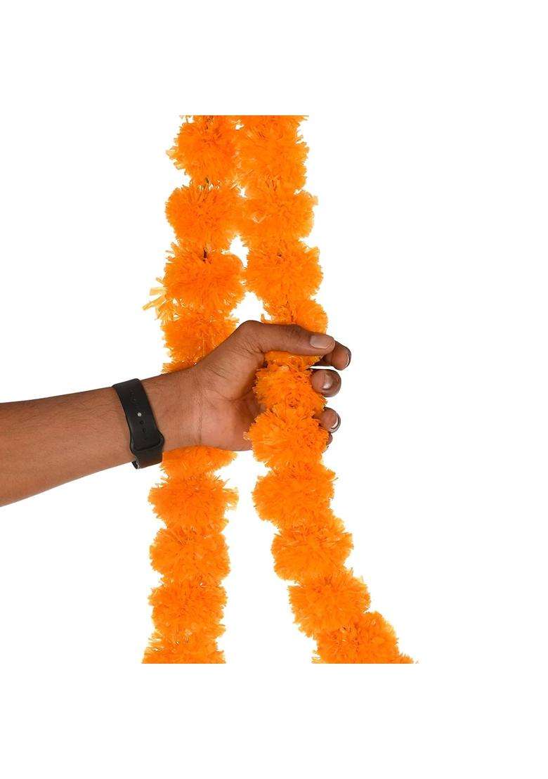 Saudeep India Artificial Fluffy Marigold Flower Genda Phool Garlands Line - Indya