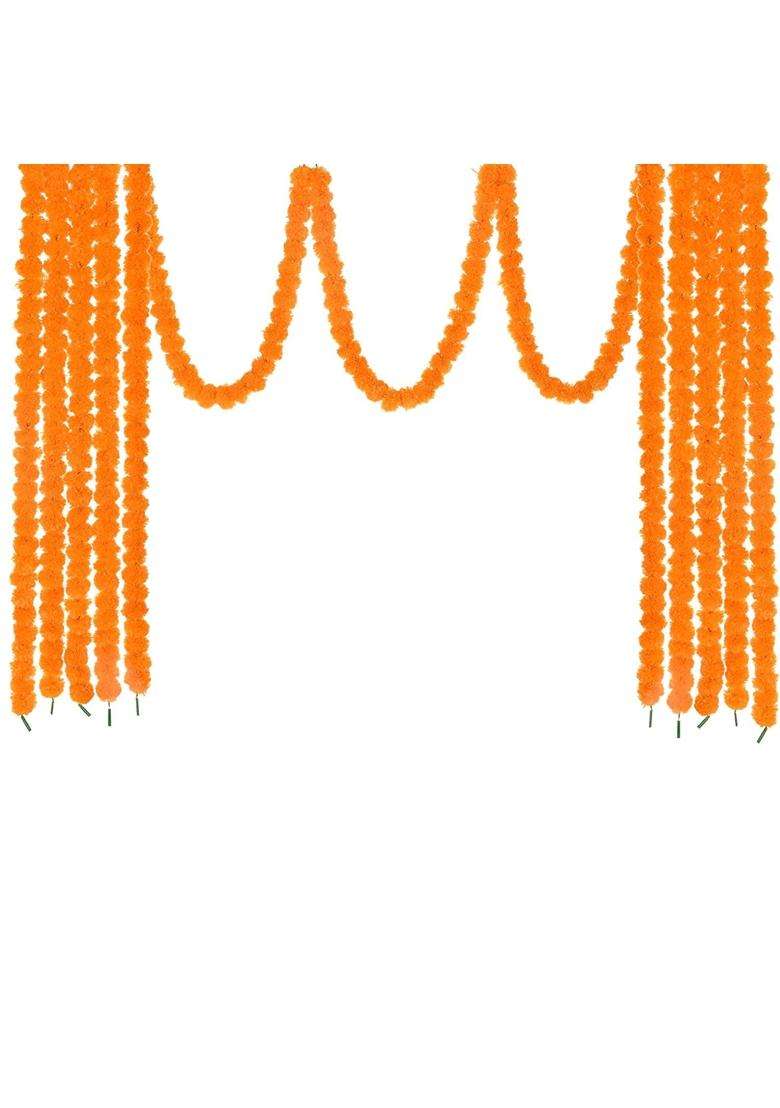 Saudeep India Artificial Fluffy Marigold Flower Genda Phool Garlands Line - Indya