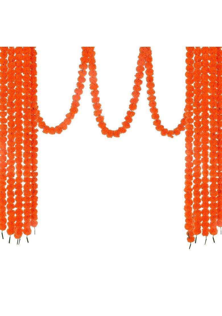 Saudeep India Artificial Fluffy Marigold Flower Genda Phool Garlands Line - Indya