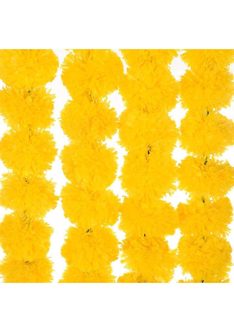 Saudeep India Artificial Fluffy Marigold Flower Genda Phool Garlands Line - Indya