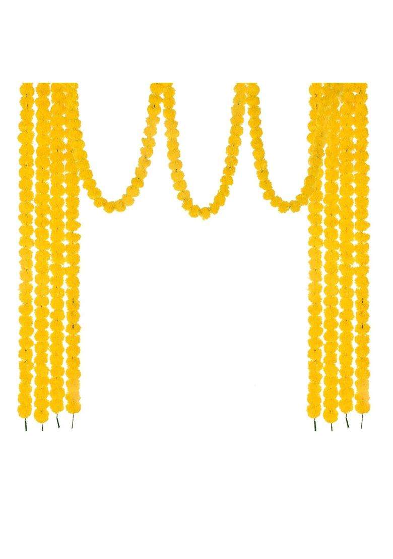 Saudeep India Artificial Fluffy Marigold Flower Genda Phool Garlands Line - Indya