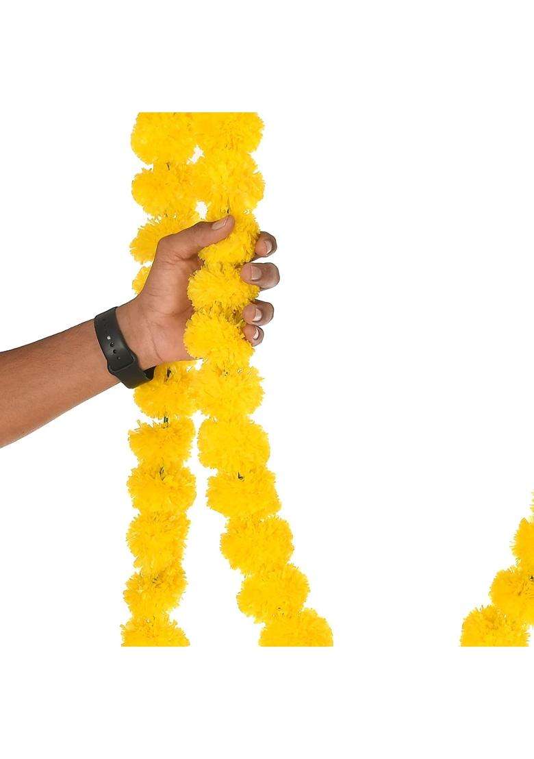 Saudeep India Artificial Fluffy Marigold Flower Genda Phool Garlands Line - Indya